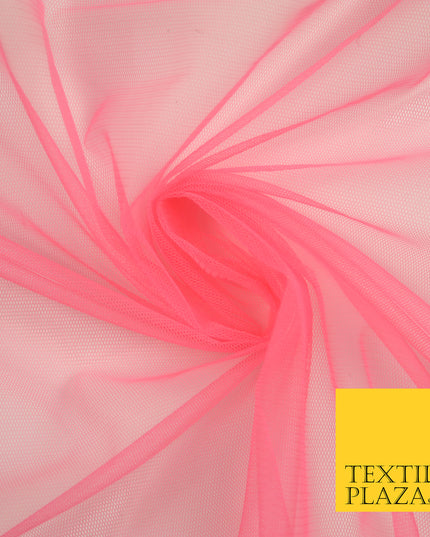 BRIGHT PINK Premium Soft Plain Sheer Tulle Net Fabric Tutu Fairy Veil Bridal 45" Wide 6909