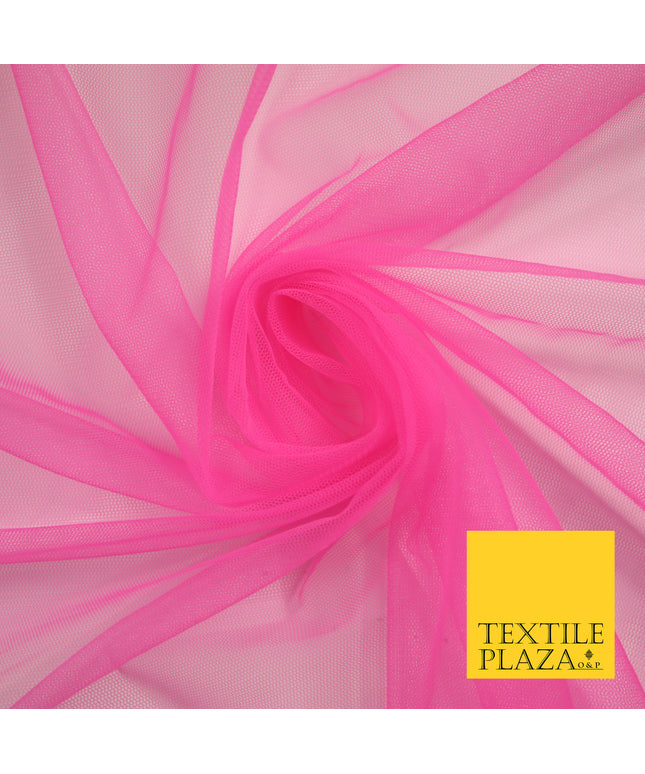 HOT PINK Premium Soft Plain Sheer Tulle Net Fabric Tutu Fairy Veil Bridal 45" Wide 6910