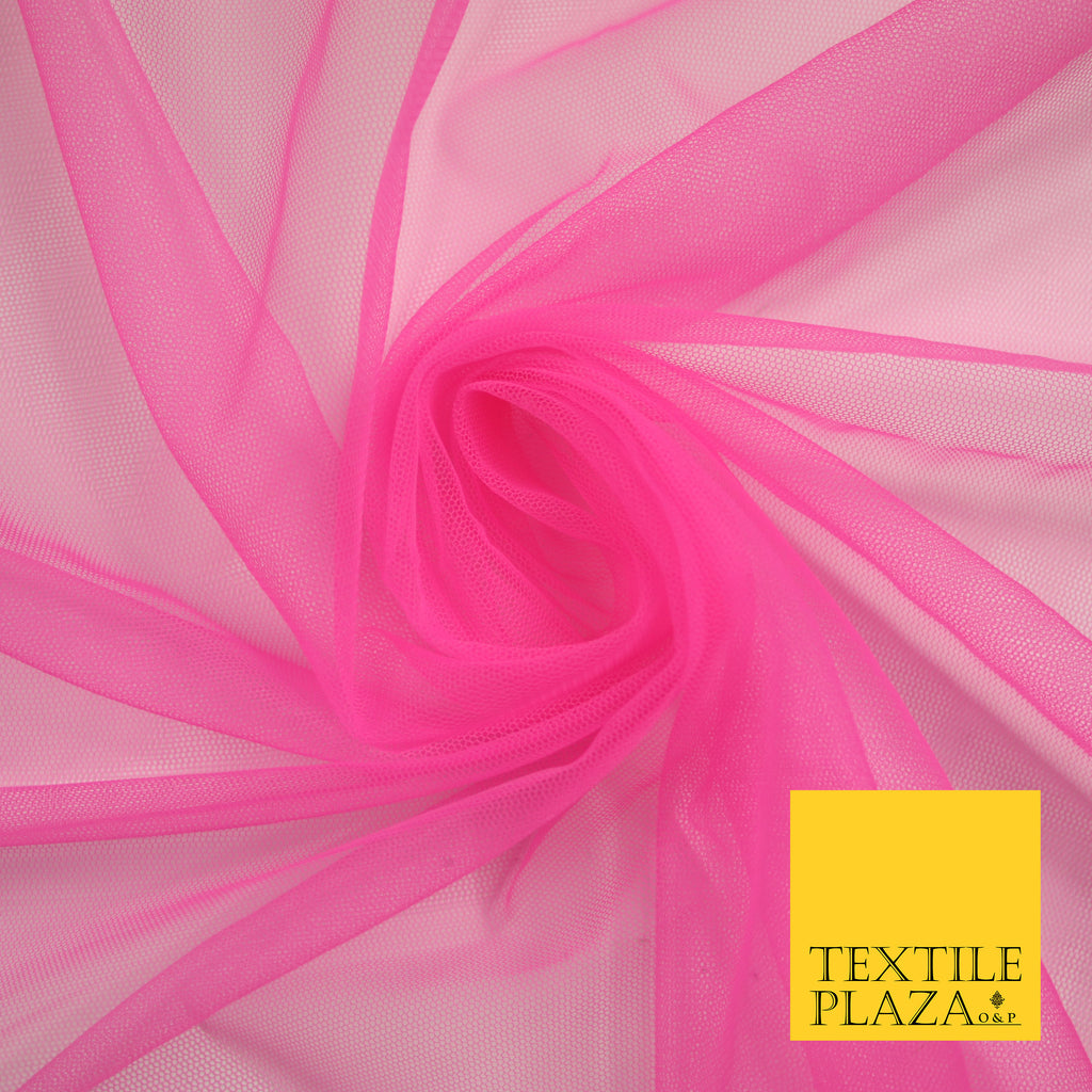 HOT PINK Premium Soft Plain Sheer Tulle Net Fabric Tutu Fairy Veil Bridal 45" Wide 6910