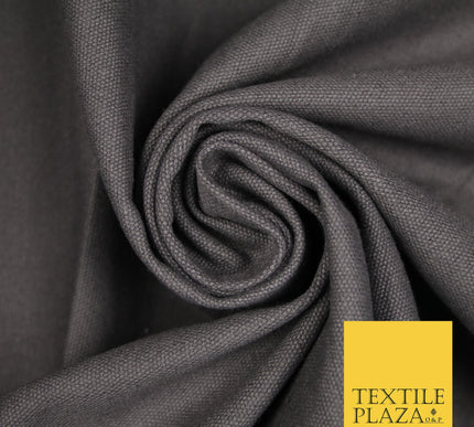 STORM GREY Premium Plain 100% Cotton Canvas Fabric Upholstery Dress Bags Craft Material 57" 4014