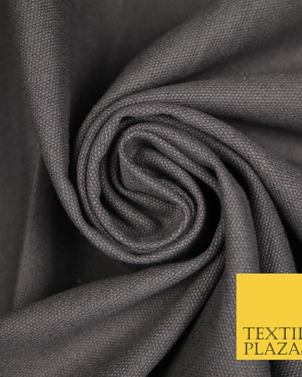 STORM GREY Premium Plain 100% Cotton Canvas Fabric Upholstery Dress Bags Craft Material 57" 4014