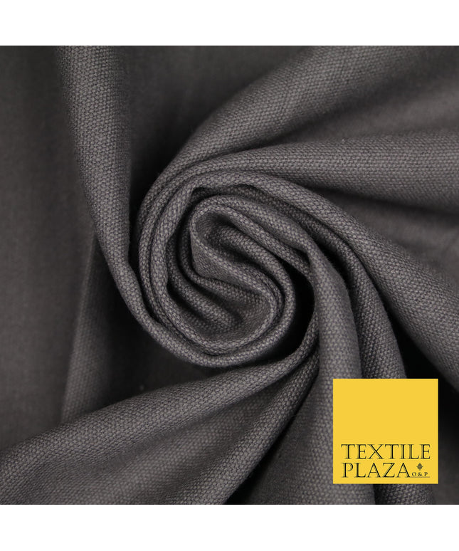 STORM GREY Premium Plain 100% Cotton Canvas Fabric Upholstery Dress Bags Craft Material 57" 4014