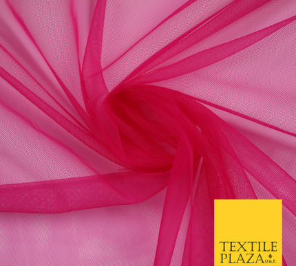DEEP CERISE PINK Premium Soft Plain Sheer Tulle Net Fabric Tutu Fairy Veil Bridal 45" Wide 6911