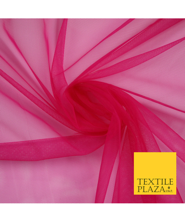 DEEP CERISE PINK Premium Soft Plain Sheer Tulle Net Fabric Tutu Fairy Veil Bridal 45" Wide 6911