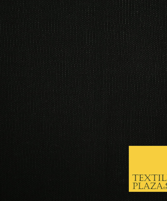 JET BLACK Premium Plain 100% Cotton Canvas Fabric Upholstery Dress Bags Craft Material 57" 4015