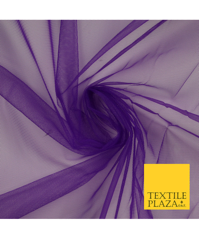 PURPLE Premium Soft Plain Sheer Tulle Net Fabric Tutu Fairy Veil Bridal 45" Wide 6912