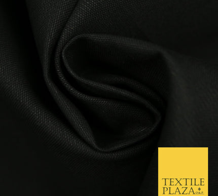 JET BLACK Premium Plain 100% Cotton Canvas Fabric Upholstery Dress Bags Craft Material 57" 4015