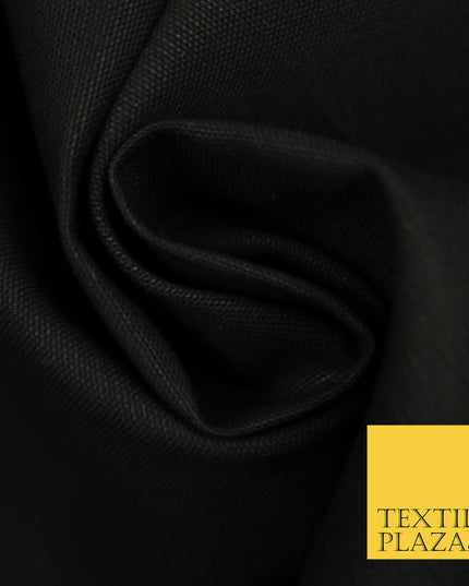 JET BLACK Premium Plain 100% Cotton Canvas Fabric Upholstery Dress Bags Craft Material 57" 4015