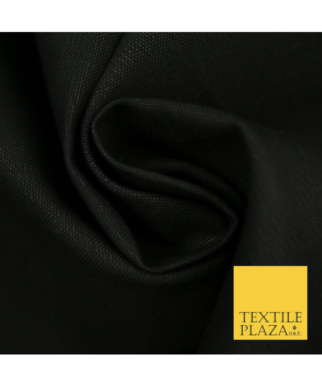 JET BLACK Premium Plain 100% Cotton Canvas Fabric Upholstery Dress Bags Craft Material 57" 4015