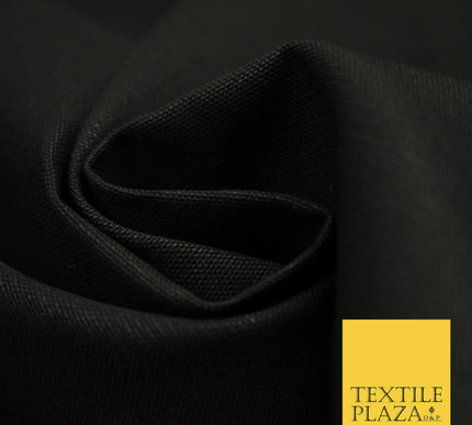 JET BLACK Premium Plain 100% Cotton Canvas Fabric Upholstery Dress Bags Craft Material 57" 4015