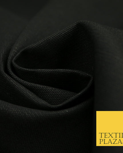 JET BLACK Premium Plain 100% Cotton Canvas Fabric Upholstery Dress Bags Craft Material 57" 4015