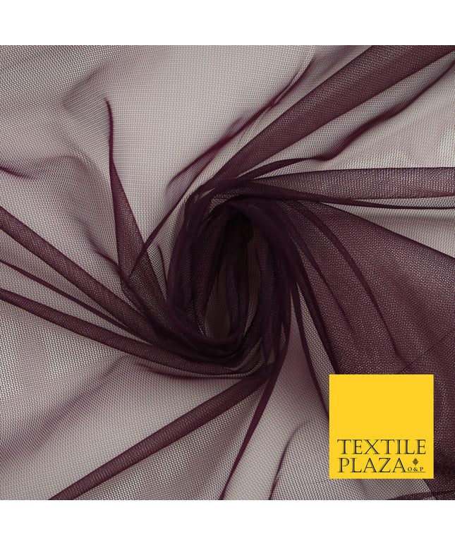 DEEP AUBERGINE PLUM Premium Soft Plain Sheer Tulle Net Fabric Tutu Fairy Veil Bridal 45" Wide 6914