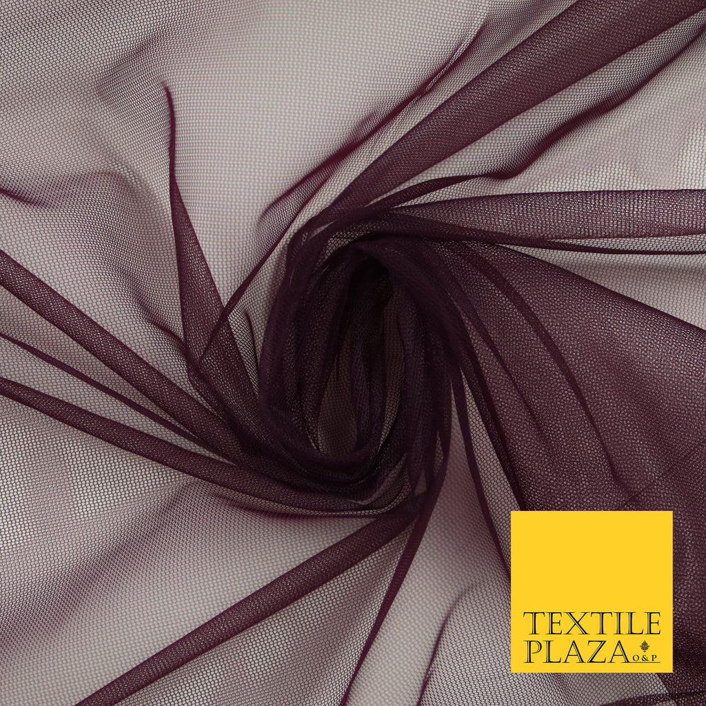 DEEP AUBERGINE PLUM Premium Soft Plain Sheer Tulle Net Fabric Tutu Fairy Veil Bridal 45" Wide 6914