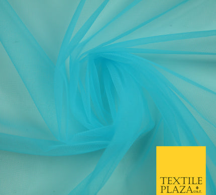 TURQUOISE BLUE Premium Soft Plain Sheer Tulle Net Fabric Tutu Fairy Veil Bridal 45" Wide 6917