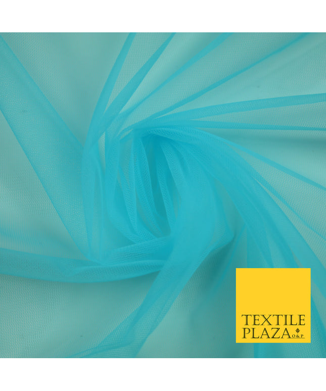 TURQUOISE BLUE Premium Soft Plain Sheer Tulle Net Fabric Tutu Fairy Veil Bridal 45" Wide 6917