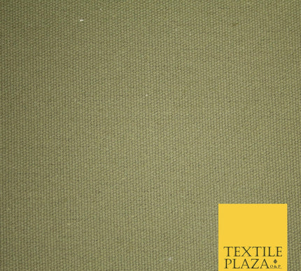 KHAKI GREEN Premium Plain 100% Cotton Canvas Fabric Upholstery Dress Bags Craft Material 57" 4017