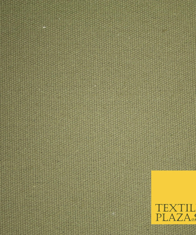 KHAKI GREEN Premium Plain 100% Cotton Canvas Fabric Upholstery Dress Bags Craft Material 57" 4017