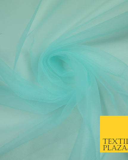 AQUA MINT BLUE Premium Soft Plain Sheer Tulle Net Fabric Tutu Fairy Veil Bridal 45" Wide 6918