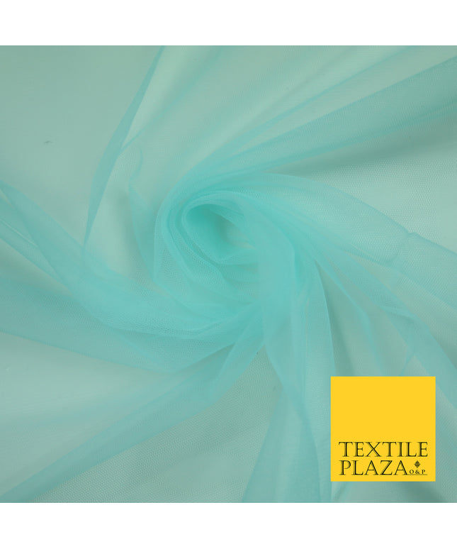 AQUA MINT BLUE Premium Soft Plain Sheer Tulle Net Fabric Tutu Fairy Veil Bridal 45" Wide 6918