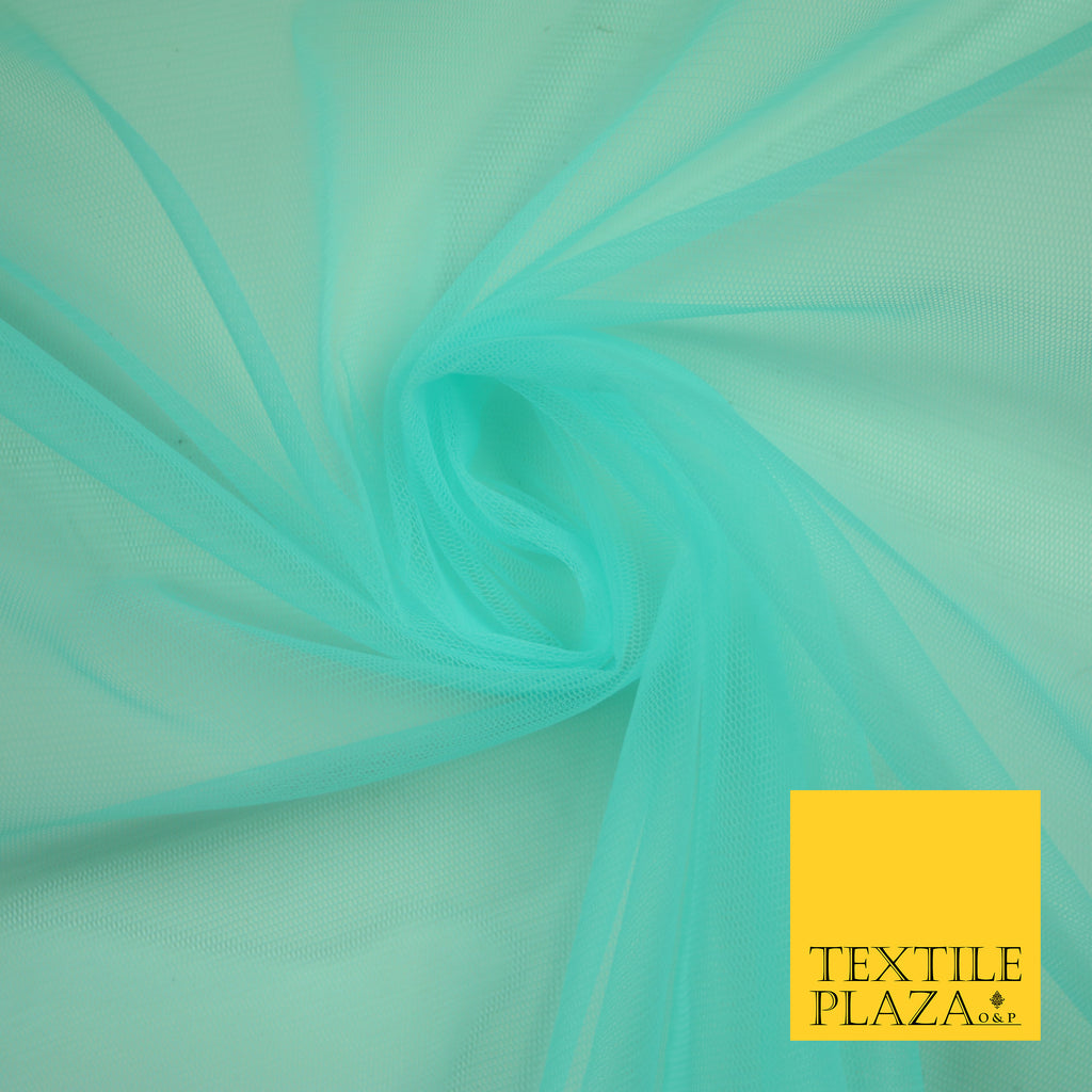 SPEARMINT BLUE Premium Soft Plain Sheer Tulle Net Fabric Tutu Fairy Veil Bridal 45" Wide 6919