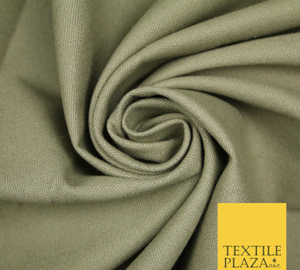 KHAKI GREEN Premium Plain 100% Cotton Canvas Fabric Upholstery Dress Bags Craft Material 57" 4017