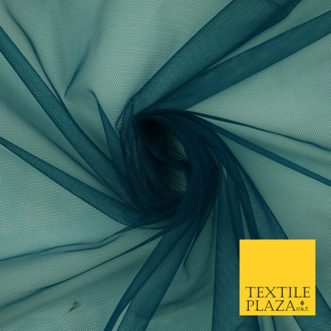 DEEP TEAL Premium Soft Plain Sheer Tulle Net Fabric Tutu Fairy Veil Bridal 45" Wide 6921