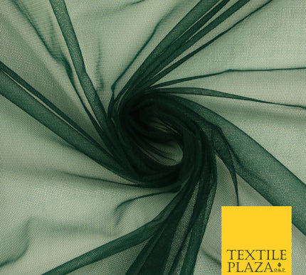 BOTTLE GREEN Premium Soft Plain Sheer Tulle Net Fabric Tutu Fairy Veil Bridal 45" Wide 6923