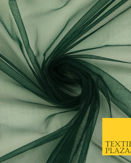 BOTTLE GREEN Premium Soft Plain Sheer Tulle Net Fabric Tutu Fairy Veil Bridal 45" Wide 6923