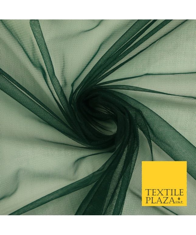 BOTTLE GREEN Premium Soft Plain Sheer Tulle Net Fabric Tutu Fairy Veil Bridal 45" Wide 6923