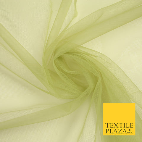 LIGHT OLIVE GREEN Premium Soft Plain Sheer Tulle Net Fabric Tutu Fairy Veil Bridal 45" Wide 6924