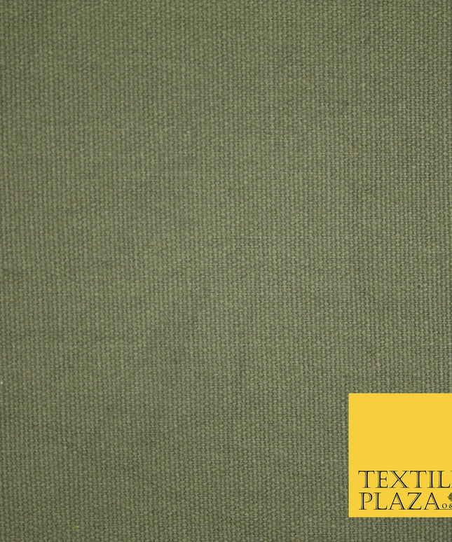 DARK KHAKI GREEN Premium Plain 100% Cotton Canvas Fabric Upholstery Dress Bags Craft Material 57" 4019