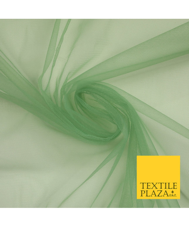 DEEP SAGE GREEN Premium Soft Plain Sheer Tulle Net Fabric Tutu Fairy Veil Bridal 45" Wide 6927