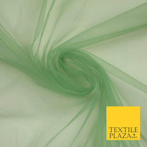 DEEP SAGE GREEN Premium Soft Plain Sheer Tulle Net Fabric Tutu Fairy Veil Bridal 45" Wide 6927