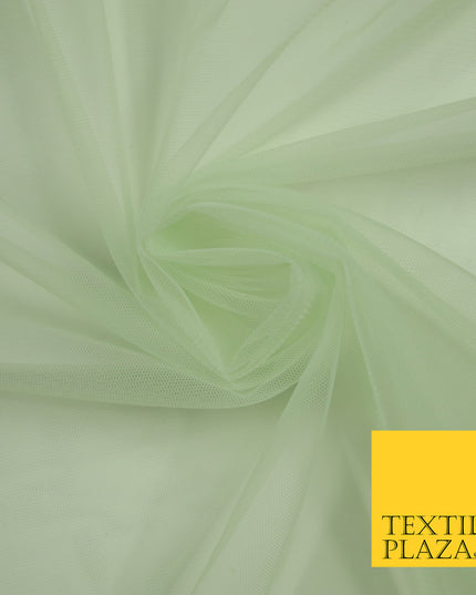 PALE MINT GREEN Premium Soft Plain Sheer Tulle Net Fabric Tutu Fairy Veil Bridal 45" Wide 6929