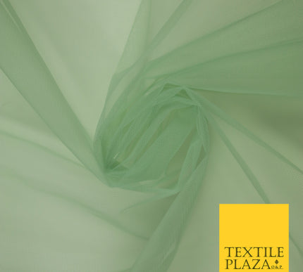 LIGHT SAGE GREEN Premium Soft Plain Sheer Tulle Net Fabric Tutu Fairy Veil Bridal 45" Wide 6931