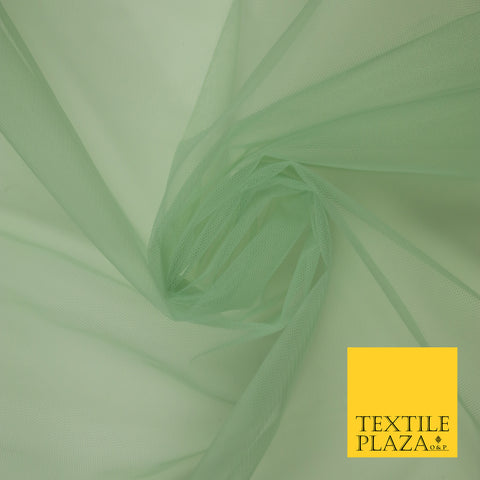 LIGHT SAGE GREEN Premium Soft Plain Sheer Tulle Net Fabric Tutu Fairy Veil Bridal 45" Wide 6931