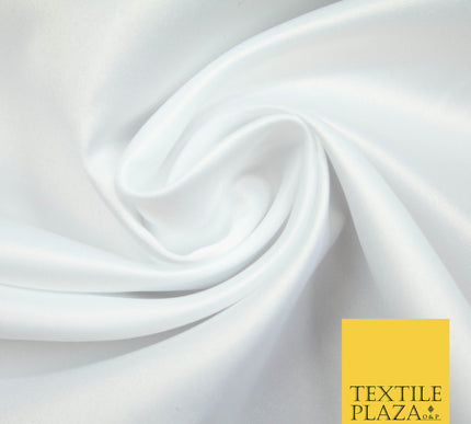 PURE WHITE Luxury Plain Smooth Matt Duchess Satin Fabric Material Bridal Wedding Dress 58" 4683