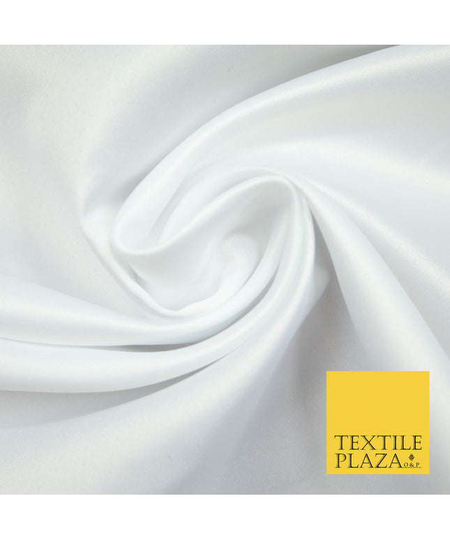 PURE WHITE Luxury Plain Smooth Matt Duchess Satin Fabric Material Bridal Wedding Dress 58" 4683