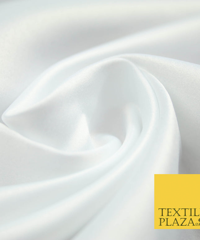 PURE WHITE Luxury Plain Smooth Matt Duchess Satin Fabric Material Bridal Wedding Dress 58" 4683
