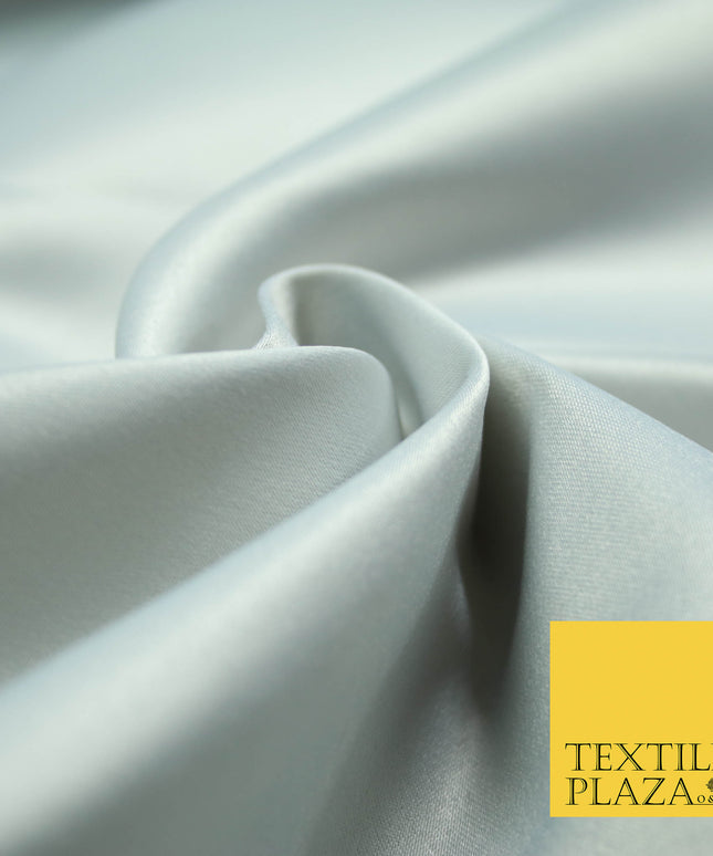 SILVER GREY Luxury Plain Smooth Matt Duchess Satin Fabric Material Bridal Wedding Dress 58" 4689