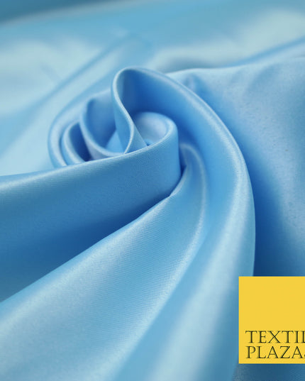 LIGHT BLUE Luxury Plain Smooth Matt Duchess Satin Fabric Material Bridal Wedding Dress 58" 4691