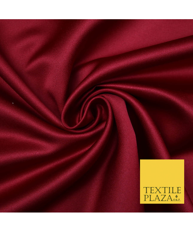 CHERRY MAROON Luxury Plain Smooth Matt Duchess Satin Fabric Material Bridal Wedding Dress 58" 4694