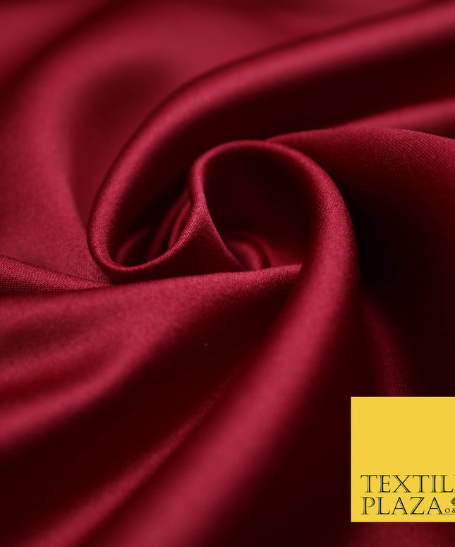 CHERRY MAROON Luxury Plain Smooth Matt Duchess Satin Fabric Material Bridal Wedding Dress 58" 4694