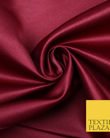 WINE BURGUNDY Luxury Plain Smooth Matt Duchess Satin Fabric Material Bridal Wedding Dress 58" 4695