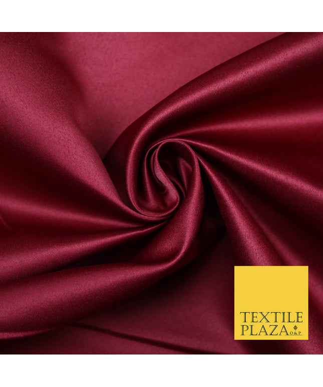 WINE BURGUNDY Luxury Plain Smooth Matt Duchess Satin Fabric Material Bridal Wedding Dress 58" 4695