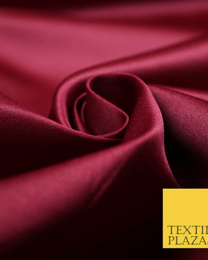 WINE BURGUNDY Luxury Plain Smooth Matt Duchess Satin Fabric Material Bridal Wedding Dress 58" 4695