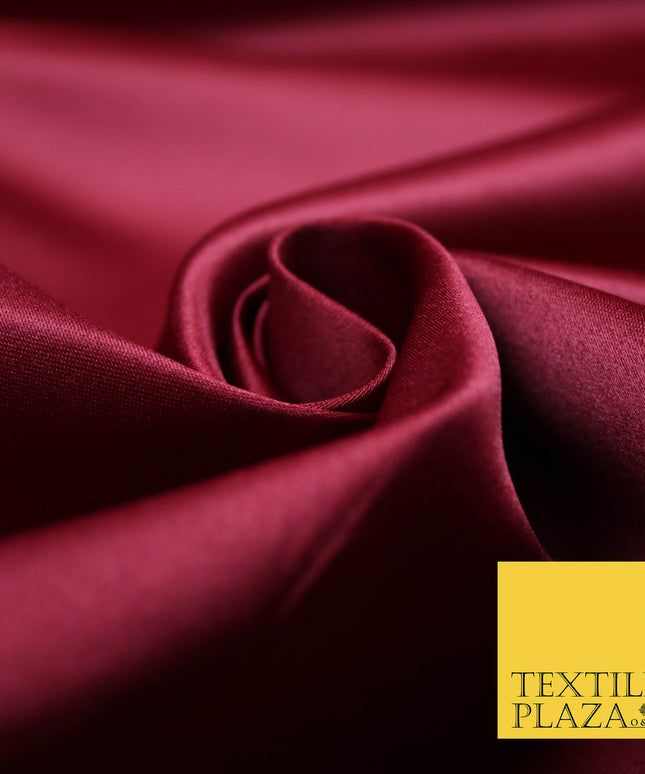 WINE BURGUNDY Luxury Plain Smooth Matt Duchess Satin Fabric Material Bridal Wedding Dress 58" 4695