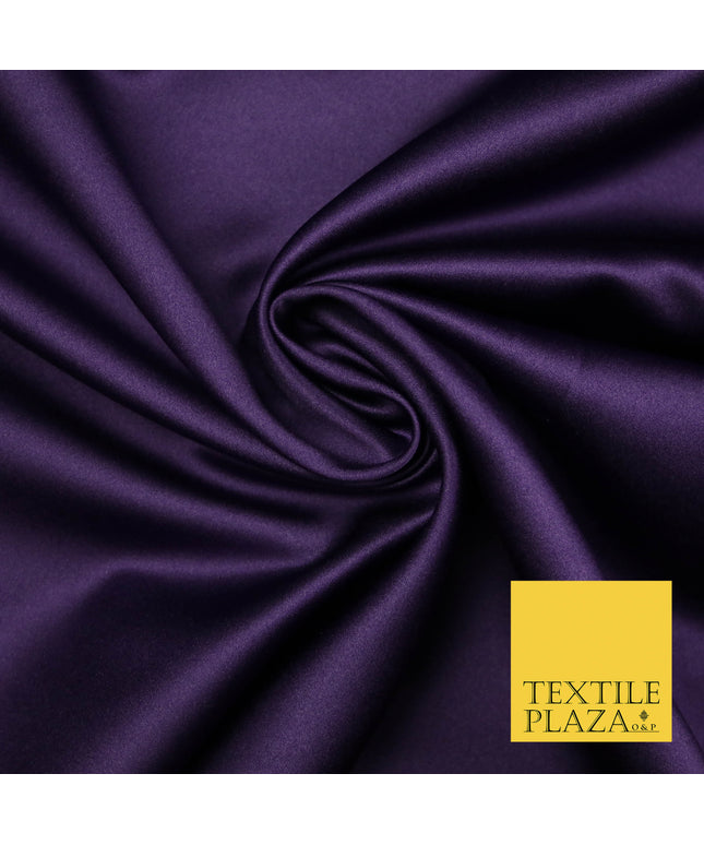PURPLE Luxury Plain Smooth Matt Duchess Satin Fabric Material Bridal Wedding Dress 58" 4696