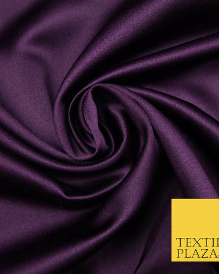 PLUM Luxury Plain Smooth Matt Duchess Satin Fabric Material Bridal Wedding Dress 58" 4697
