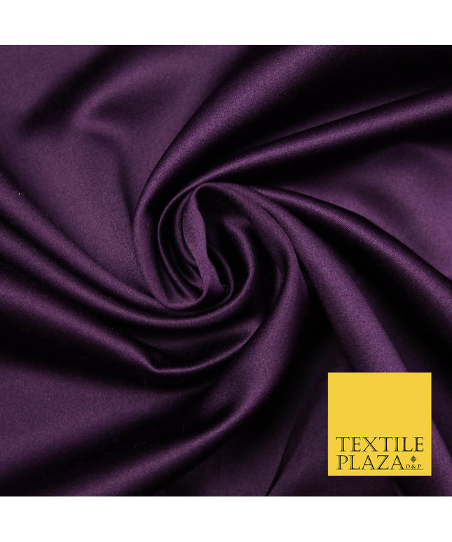 PLUM Luxury Plain Smooth Matt Duchess Satin Fabric Material Bridal Wedding Dress 58" 4697